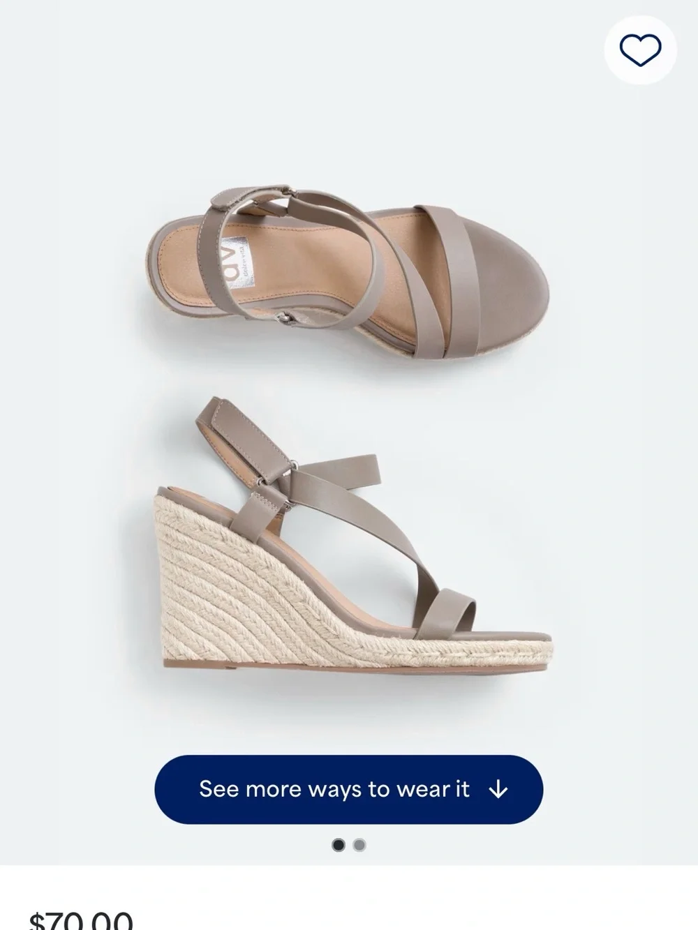 Dolce Vita Taupe Leather Wedge Espadrilles
